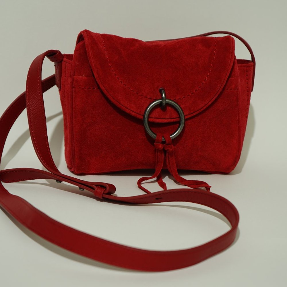 Lucky Brand - Suede Leather Red Small Crossbody - Picture 11 of 15